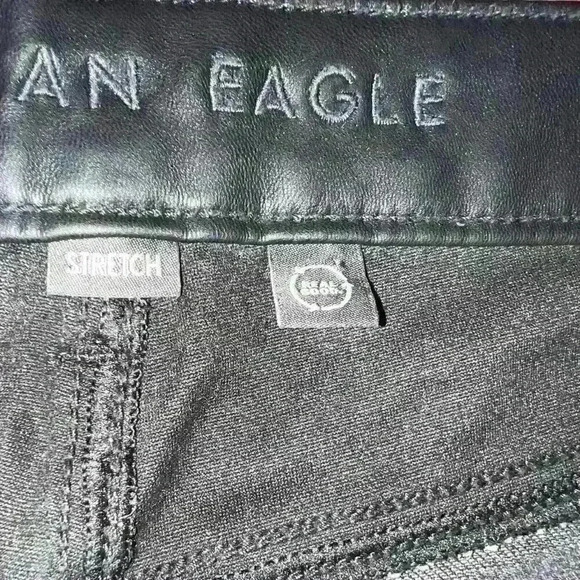 American Eagle Sz‎ 14 Jeans Straight Leg Faux Leather Trim Stretch - Picture 14 of 16